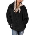 thumbnail image 1 of Sudadera de felpa para mujer, capucha con cordón, ajuste holgado, sudadera con capucha para mujer con bolsillo frontal para el trabajo, deportes diarios, negro S, 1 of 6