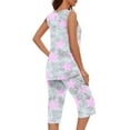 thumbnail image 5 of aohooy Womens 2 Piece Capri Outfits Summer Sleeveless Tank Tops Crop Pants with Pocket Stars Print Pajamas Set Loungewear Suit 2025 Purple,XL, 5 of 5