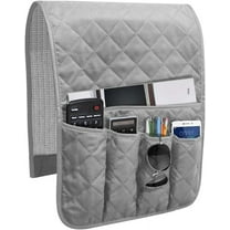 JIAYUEZHAO Sofa Armrest Organizer Non-Slip Arm Chair Bedside Caddy Storage Organizer for Recliner Couch with 5 Pockets for Cell Phone TV Remote Control Magazines(Grey)