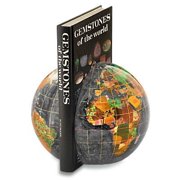 Black Opalite Gemstone Globe 6-inch Bookends