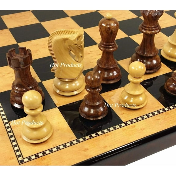 Acacia Opposite Tops 3 3/4 King Staunton Wood Chess Set 18" Walnut Color Board
