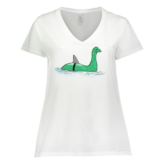 Inktastic Nessie Shark Women's Plus Size V-Neck T-Shirt