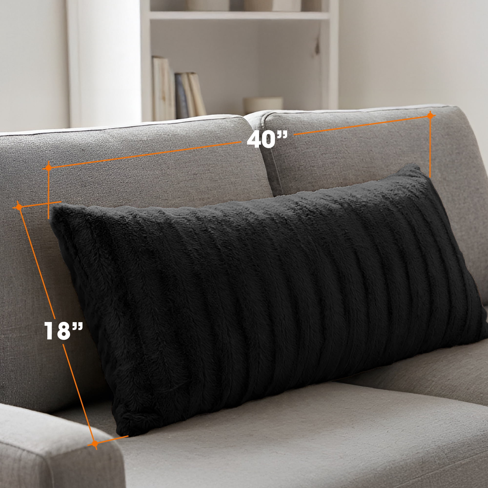 Cheer Collection Faux Fur Throw Pillow - 18" x 40" Long Decorative Body Pillow for Bed or Couch