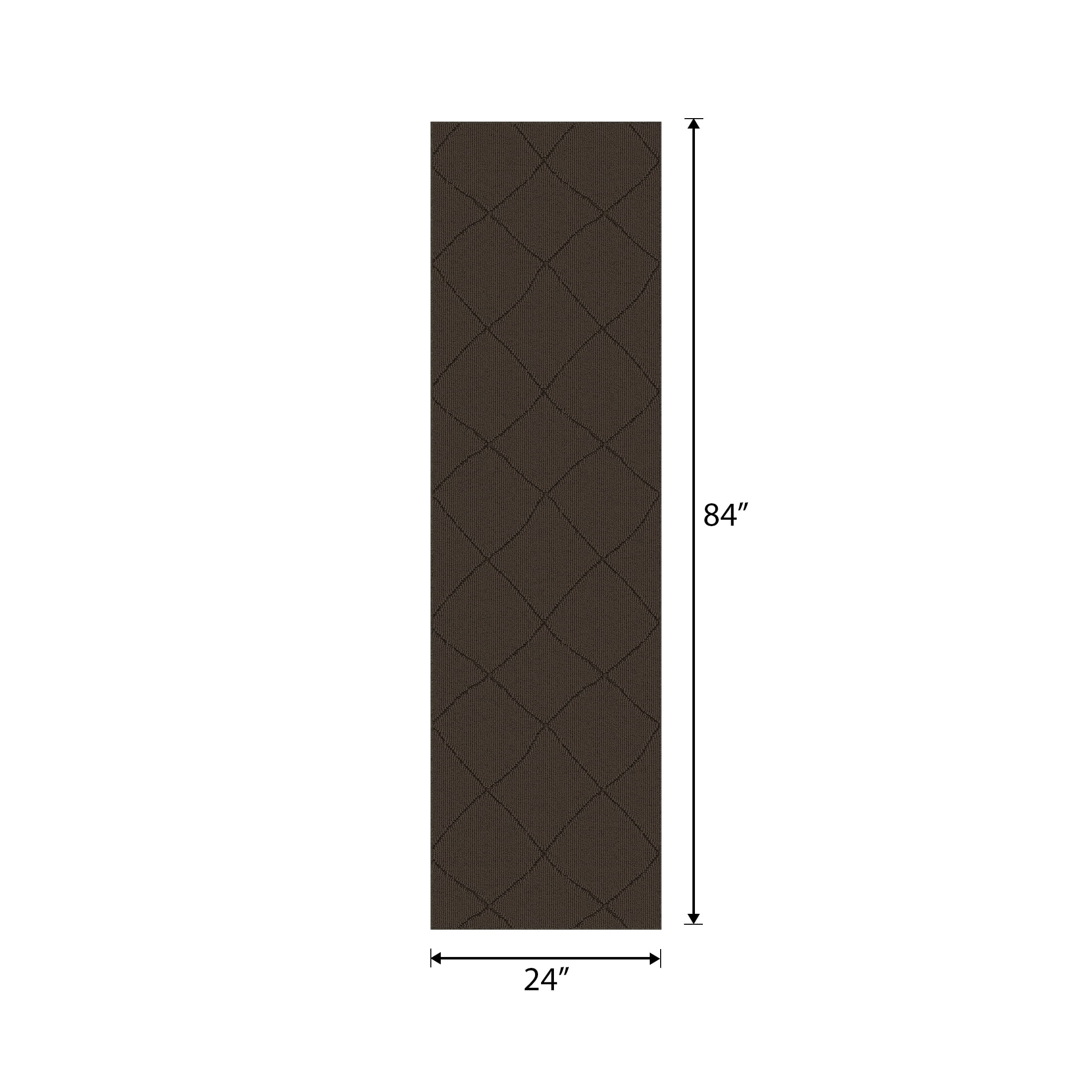 Mainstays Indoor Modern Geometric Machine Tufted Dark Brown Runner Rug,  2' x 7', Machine Washable, Non-Skid Backing