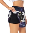 thumbnail image 1 of Balery 2025 Happy New Year 4 Pantalones cortos deportivos para mujer con forro y dos bolsillos, elásticos, para entrenamiento, gimnasio, yoga-Small, 1 of 7