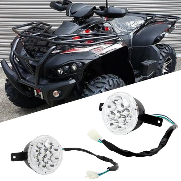 ATV Head Lamps, Weatherproof ABS Plastic High Brightness ATV Headlights Left Right 2PCS Replacement for Bull Farm for 150cc 250cc Quad Dirt