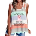 thumbnail image 1 of Moda mujer verano suelta sin mangas colorblock rayas letra impresión camiseta sin mangas Pompotops lopia993416, 1 of 6