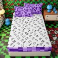 thumbnail image 4 of Erosebridal Dreamy Violet Pixel Grid Zipper Twin Comforter Sets with Fitted Sheet and 2 Pillowcases,Smooth Gradient Cube Block Zipper Bedding Set,Lavender Indigo,4-Piece,Reversible, 4 of 6