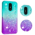thumbnail image 6 of SOATUTO For LG Q7 Phone Case LG Q7 Plus Glitter Case Sparkle Glitter Flowing Liquid Quicksand with Shiny Bling Diamond Women Girls Cute Case For LG Q7 Plus / LG Q7 5.5 inch - Green+Purple, 6 of 7