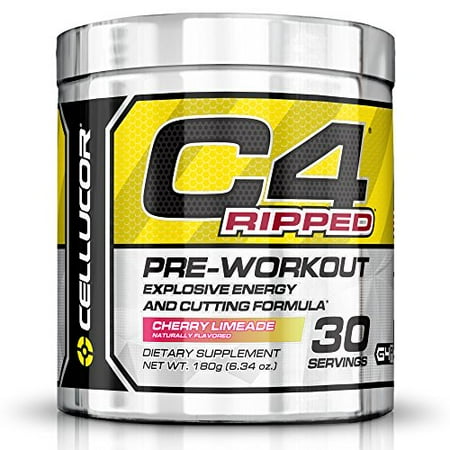 CELLUCOR C4 Ripped preworkout thermogénique brûleur de graisse en poudre, preworkout énergie, perte de poids, 180 g (6,34 oz), 30 portions, cerise Limeade