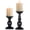 Black, variant on Silver Pillar Candle Holders: Metal Candle Stand for 3" Candles | (2 x S) Metal Candle Holder for Wedding Centerpiece Special Events Party Living Room Fireplace Table Decor