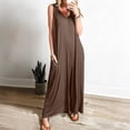 thumbnail image 2 of Women's Sleeveless V Neck Wide Leg Jumpsuit Casual Loose Pocket Maxi Romper, 2 of 5