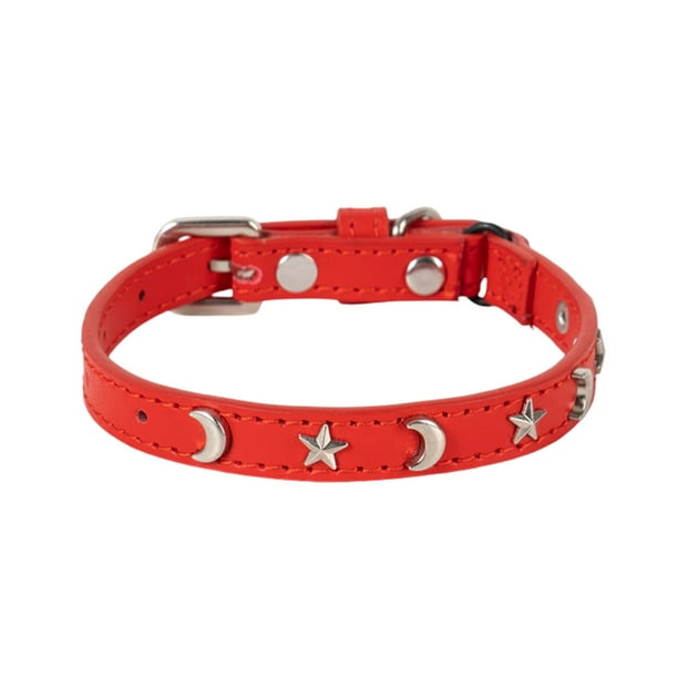 Collar De Cuero Para Gatos Adecuado Para Gatos Machos Y Hembras Con Banda Elástica, Estrella Y Luna, Collar Con Hebilla Ajustable Adecuado Para Gatos Pequeños Y Gatos Grandes, Tamaño 8-12 Pulgadas