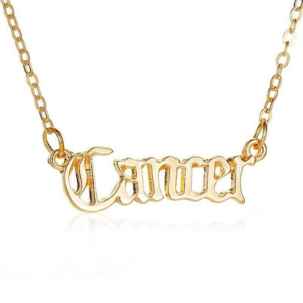 Collar con colgante de letra inglesa vintage personalizado con los 12 signos del zodíaco y cadena para clavícula