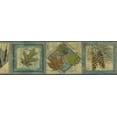thumbnail image 3 of Dundee Deco Prepasted Wallpaper Border - Nature Brown, Green, Blue Leaves, Pine Cones in Squares, 15 ft x 6 in, 3 of 5