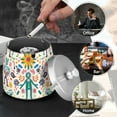 thumbnail image 4 of Yayeee Ashtray with Lid for Cigarette Smokeless Stainless Steel Home Ash Holder, Abstract Floral, 4 of 7