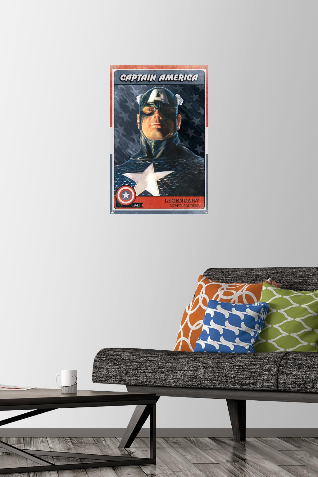 Marvel Comics - Captain America Card Wall Poster with Pushpins, 14.725" x 22.375"