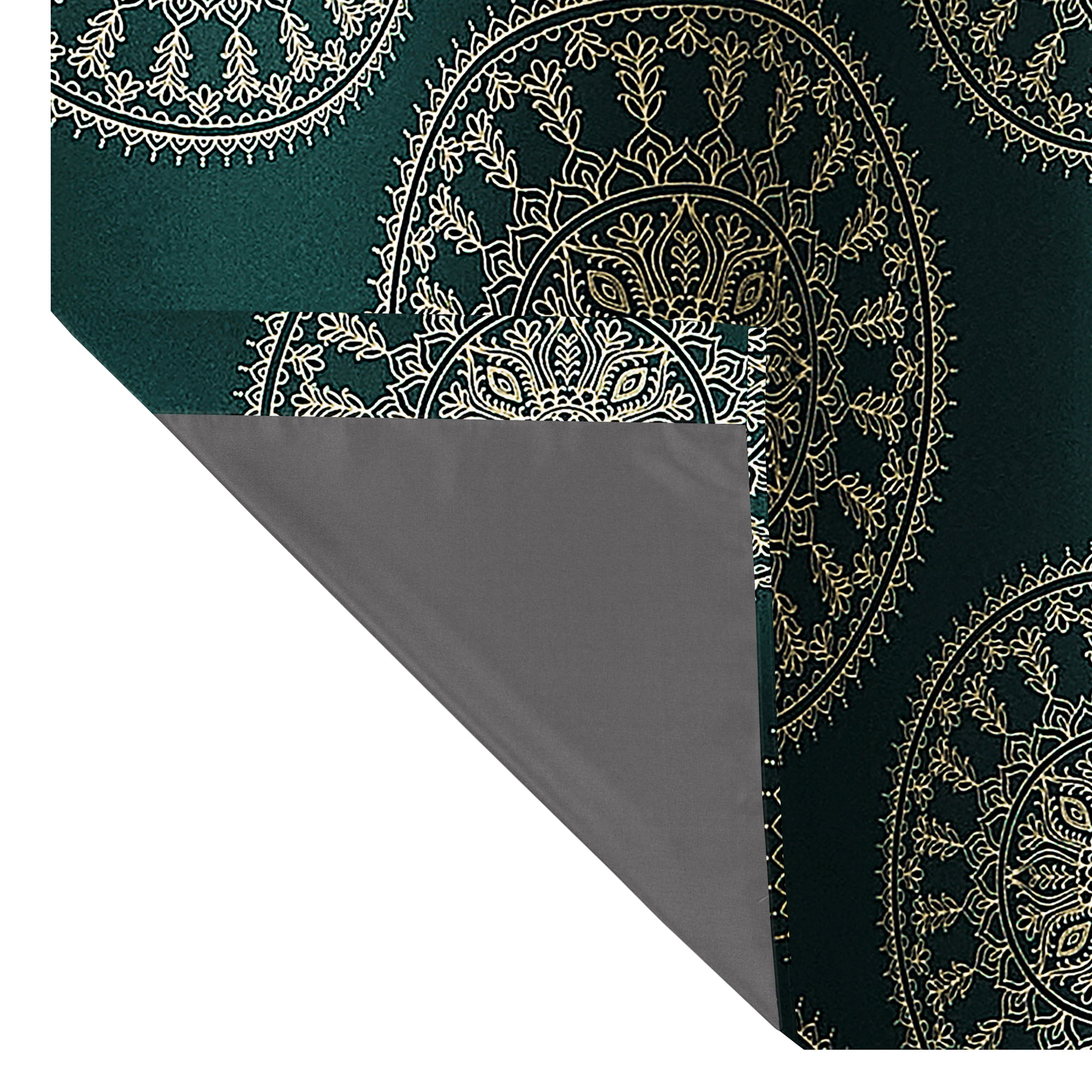 Mainstays Room Darkening Grommet Curtain Panel Pair, Set of 2, Medallion Dark Teal, 30"W x 84"L