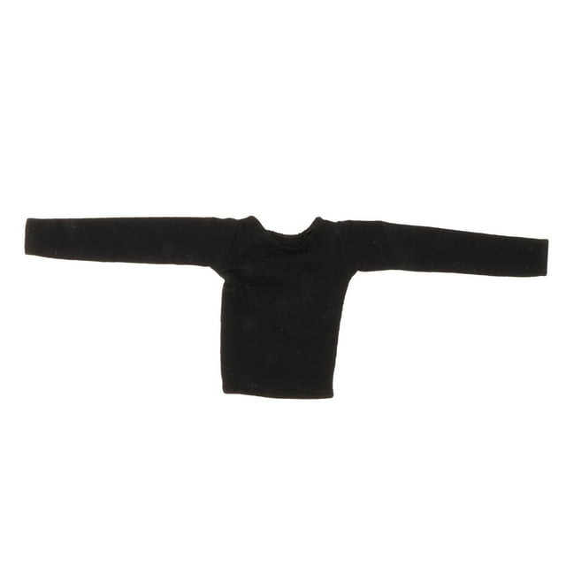 Ropa de muñecas femeninas CUTICAT 1/6 camiseta de manga larga vestido hecho a mano Negro
