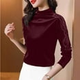 thumbnail image 6 of QATAINLAV Sparkly Velvet Tops for Women Turtleneck Long Sleeve Velour Shirts Solid Elegant Glitter Blouses Fall Fashion Clothes, Red, XXL, 6 of 10