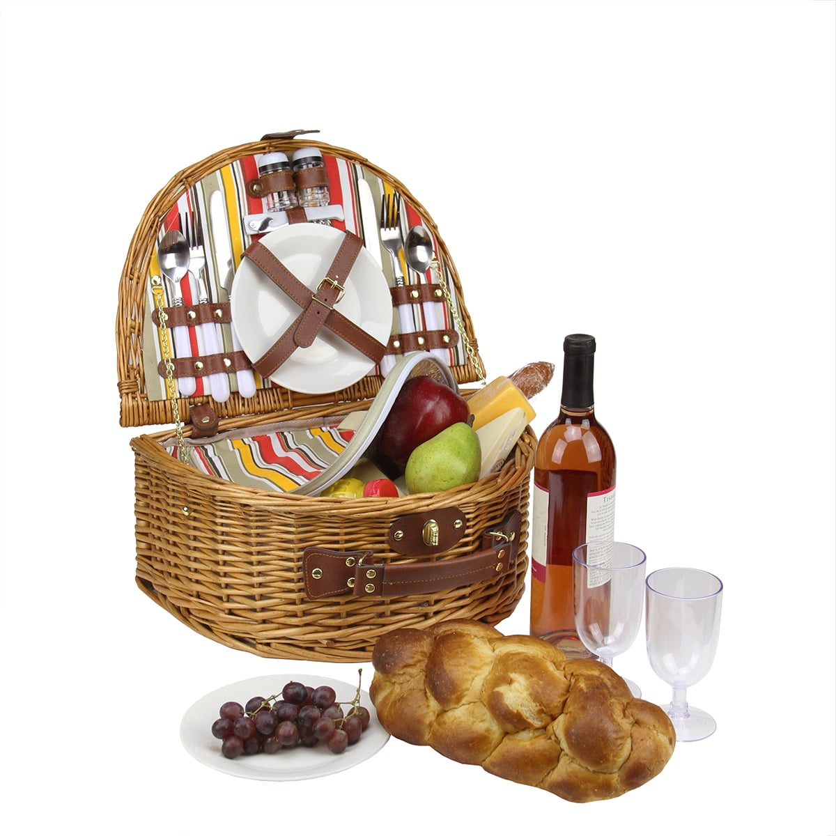 Northlight 15.75" Hand Woven Willow Insulated 2Person Picnic Basket