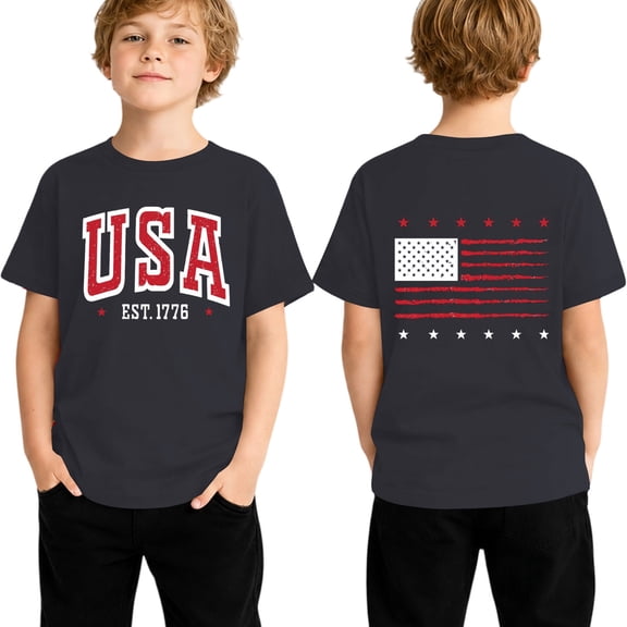4th of July Shirts Toddler Boys Girls American Flag USA T-Shirt Kids Patriotic Tee Tops 1-13Y