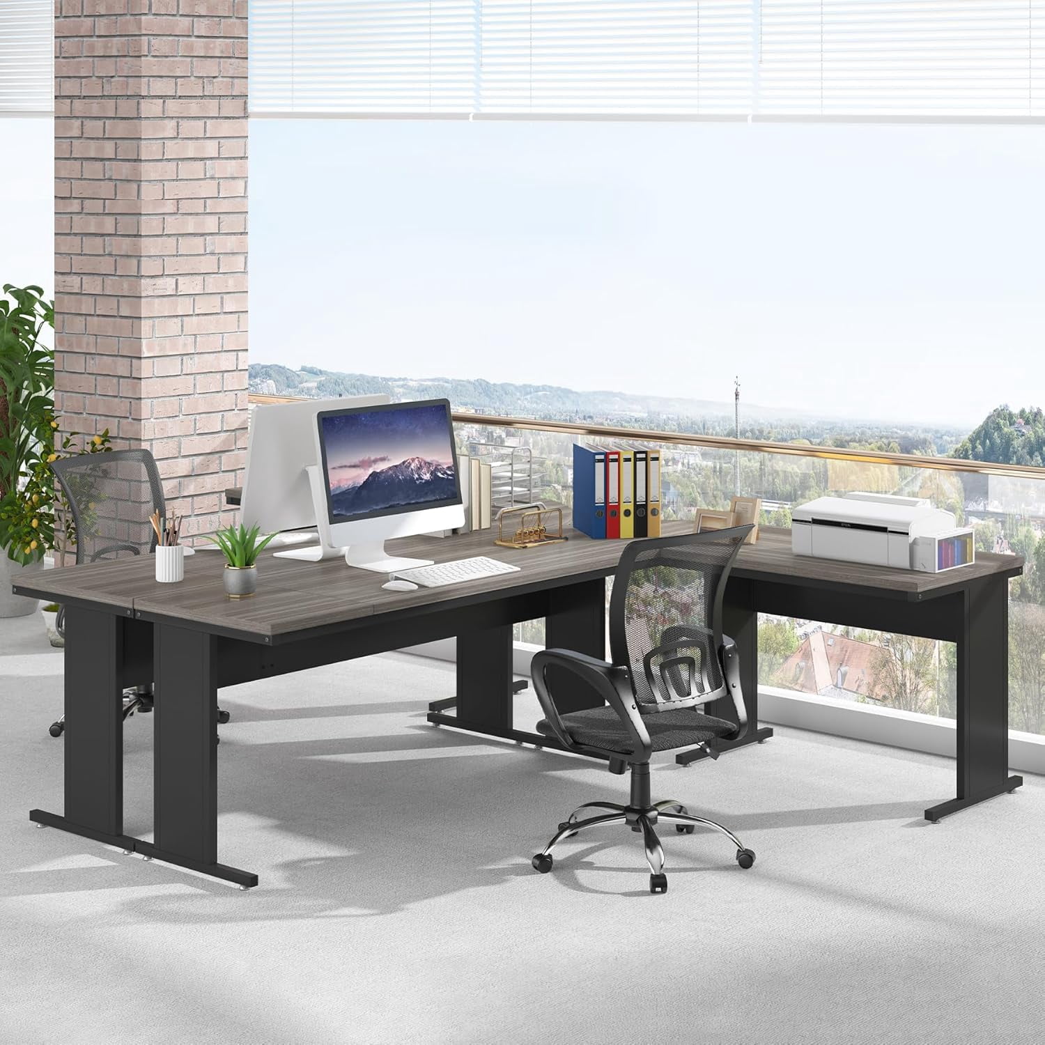 Tribesigns 83-In L-Shaped Executive Desk, Modern Reversible Office Computer Desk for Home Office (Grey)