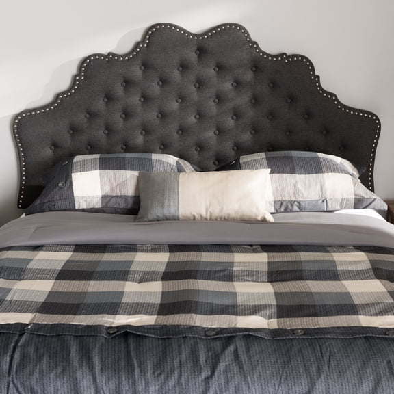 Queen Size Headboard - Modern Fabric Upholstered Grey Headboard - Contemporary Bedroom Decor
