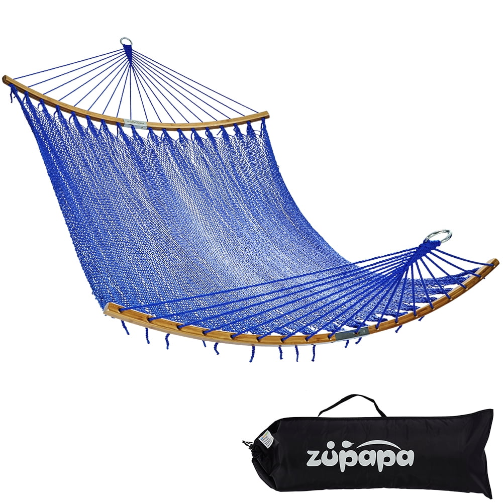Zupapa Hammock with Spreader bar, Double Hammock Swing Bed for Indoor Outdoor Use 2 Person