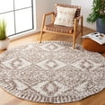 thumbnail image 2 of SAFAVIEH Jericho Lalia Aztec Polyester Shag Area Rug, Taupe/Ivory, 6'7" x 6'7" Round, 2 of 8