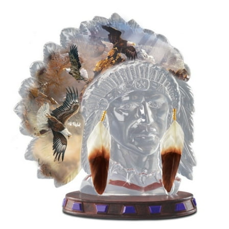 The Bradford Exchange Mystic Canyon Spirits in the Wind Collection Handcrafted Crystalline Warrior and Eagle Sculpture by Ted Blaylock 6"-Inches