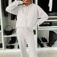 thumbnail image 7 of Kmdttou Women Pullover Hoodie Pockets for Women' Fall And Winter Casual Solid Color Fashionable Hooded Top And Wide Leg Drawstring Pants Set Suit on Clearance!, 7 of 7