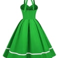 thumbnail image 3 of SWSMCLT Women's Summer Vintage Dress 1950s 50s 60s Sundress Midi A Line Sleeveless Halter Cotton Cocktail Date Night Dresses Green Large, 3 of 3