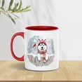 thumbnail image 3 of Playful Siberian Husky Welcomes Winter Snowy Day with Cardinal Bird 11oz Accent Two-tone Mug Husky Dog Lover Gifts Coffee Tea Cup - 2017, 3 of 5