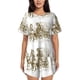 thumbnail image 1 of Fotbe Western Scenery With Old Wagon Conjunto de Pijama Estampado para Mujer, 2 Piezas, Ropa de Dormir con Camiseta de Manga Corta y Shorts Suaves-Large, 1 of 6