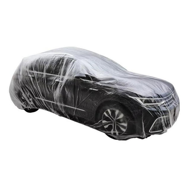 Universal Clear Plastic Car Cover for All-Size Cars, Waterproof and Dustproof with Elastic Edges