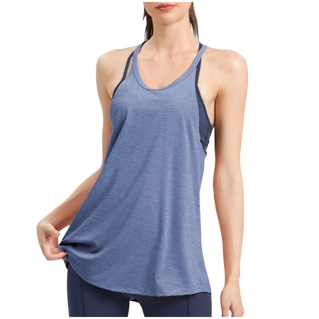 Besolor Womens Workout Tank Tops Racerback Crewneck Casual Quick Dry Running Athletic Gym Sleeveless Tee Shirts