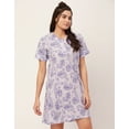 thumbnail image 2 of Moomaya Sleepwear, Printed Cotton Night Dress For Women, Short Sleeve Lounge Shirt, 2 of 9
