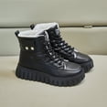 thumbnail image 1 of Botas de nieve altas con forro polar para mujer, zapatos casuales cálidos de estilo coreano para estudiantes de invierno, zapatos de algodón, 1 of 6