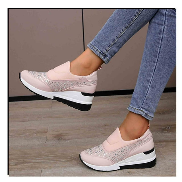DPTALR Chaussures Compensées pour Femmes Chaussures Décontractées à Talons Hauts à Enfiler Chaussures Décontractées à Enfiler