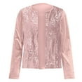 thumbnail image 5 of ClodeEU Women's Cropped Sequin Long Sleeve Open Front Jackets,Trendy Slim Fit Jacket For Party Pink,Womens Plus S, 5 of 8