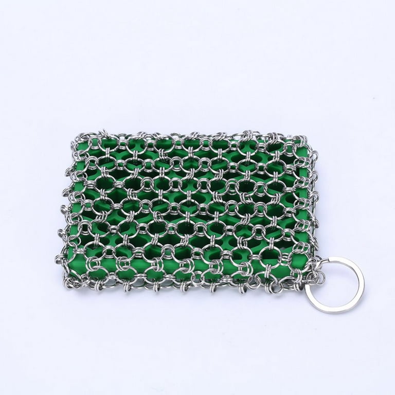 TOPULORS Stainless Steel Cast Iron Skillet Cleaner Chainmail Cleaning Scrubber with Hanging Ring for Cast Iron Pan,Pre-Seasoned Pan,Griddle Pans, BBQ