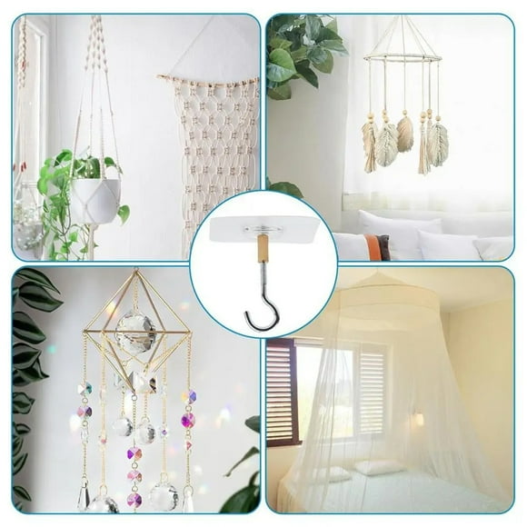 Adhesive Ceiling Hooks 8PCS Ceiling Hanger Hooks Eye Hooks for Suspending Small Plants Wind Chime Hanger for Kitchen