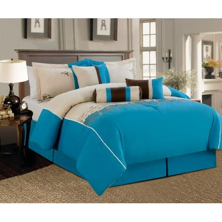 Blue Comforter Sets - 7 Pieces Luxury Embroidery Comforter Set (102