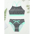 thumbnail image 5 of inlzdz Girls Tropical Print Bikini Set  Two Piece Swimsuits Summer Water Sport Swimwear Bathing Suits Blue 12, 5 of 7