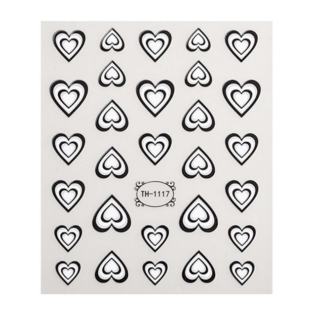 Pegatinas para decoración de uñas con forma de corazón jinwen accesorios para uñas negro