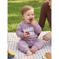 thumbnail image 5 of Cjfdfy Nebworn Baby Girl Daddy's Girl Outfit Fall Winter Clothes Warm Fleece Romper One Piece Long Sleeve Crew Neck Embroidery Letters Casual Jumpsuit, 5 of 9