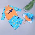 thumbnail image 2 of Baby Toddler Boys Two Pieces Swimsuit Set Long Sleeve Bathing Suit Rash Guards Swimwear with Hat, 2 of 3