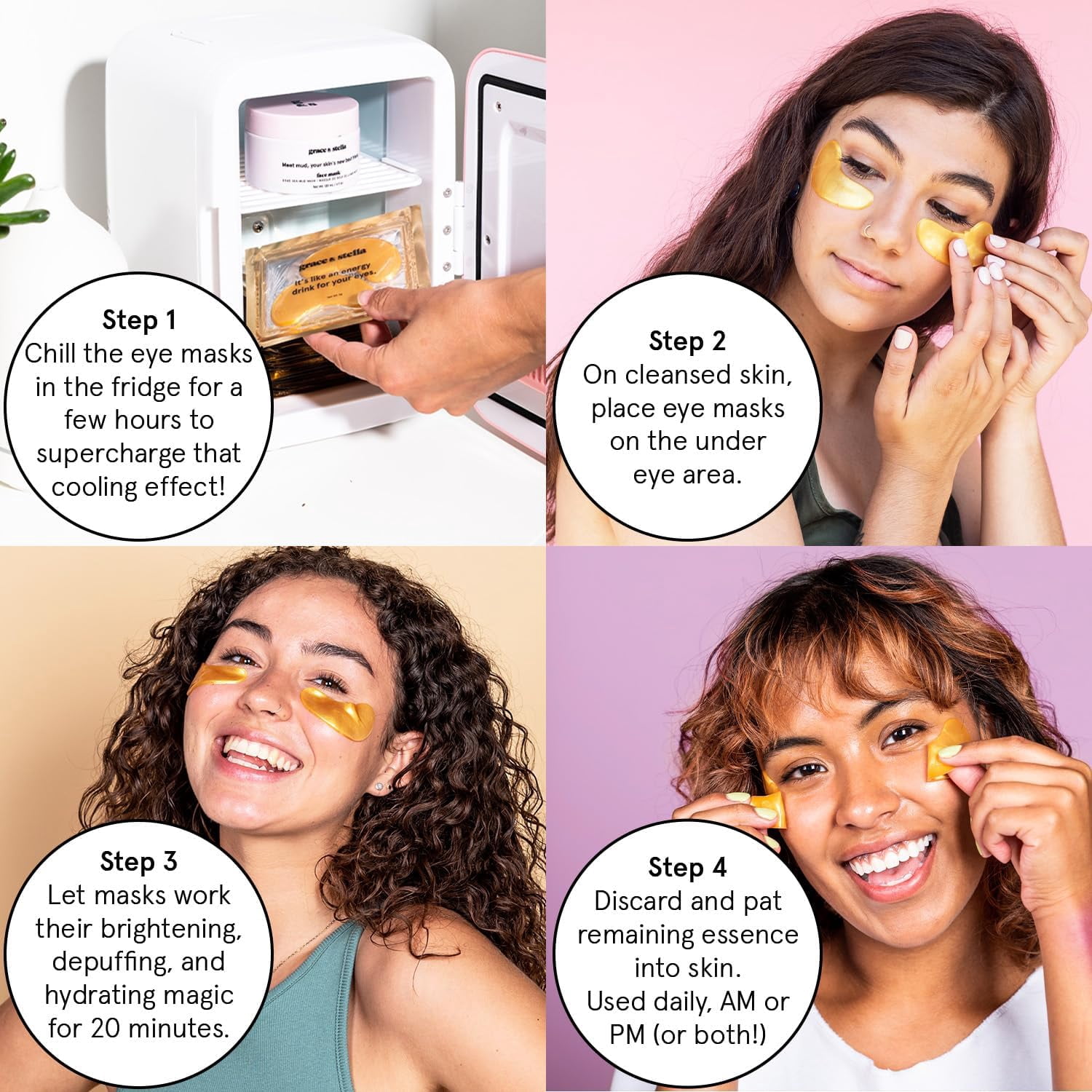Grace & Stella Moisturizing Eye Masks - Pink 6 pairs