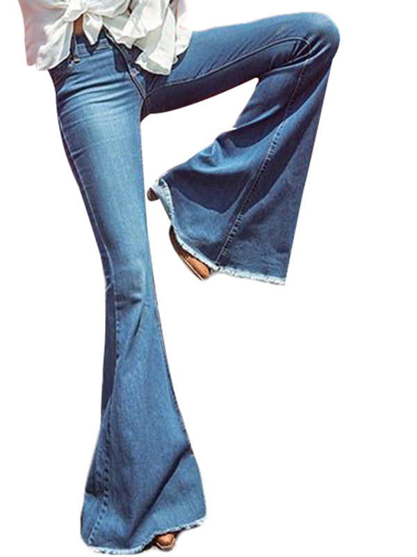 NWT women Vintage Flare bell bottom dark blue Denim color Jeans str Butt lift